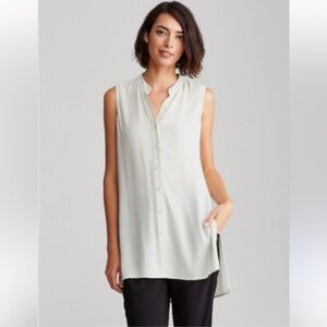 Eileen Fisher Ivory Silk Tunic Tank Top Mandarin Collar – Size L